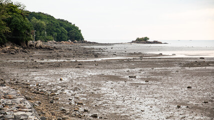 Swamps, tidal flats, Ganghwa Island, and the beach with a quiet and wide horizon of the sea