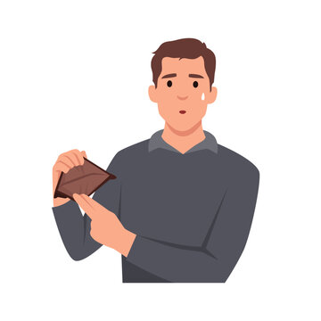 surprised man holding empty wallet clip art preview