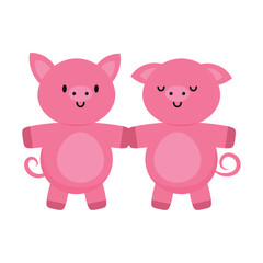 Fototapeta na wymiar cute piggy couple