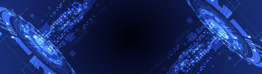 Abstract technology concept. Circuit board, high computer color background. Vector illustration with space for content, web - template, business tech presentation.