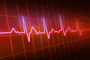 Realistic neon heart rate sign with glow.	