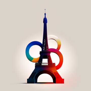 Concept logo of Paris 2024 Olympics, isolated on white background