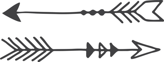 Boho arrows doodle. Decorative divider. Vinatge tribal element © ONYXprj