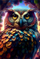 Generative AI abstract render of an owl