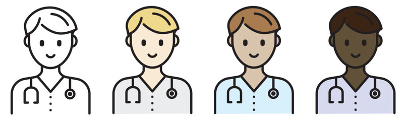 Male Doctor Icon in Various Colour Schemes