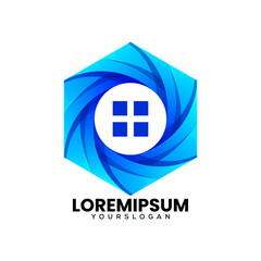 polygon home logo design vector