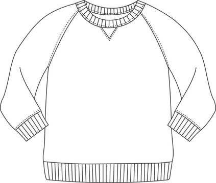 Kids Boy Girl Sweat Shirt Flat Sketch Illustration