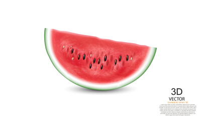 slice of watermelon isolated on white background. vector illustration 3D template design.