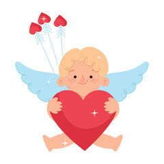 cupid with red heart