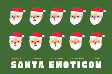 The Emoticon set of Santa Claus. Isolated Vector Illustration