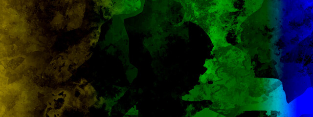 background with lights yellow green and blue effect on the grunge brushes splashes shades happy new year cover page slide vintage surface Strome winter dark stone marble high-resolution wallpaper.