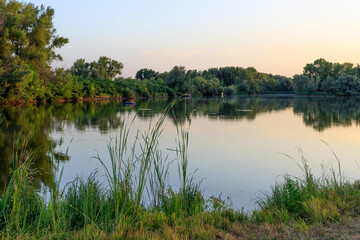 lake in the forest twilight