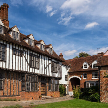 COLCHESTER, ESSEX, UK - AUGUST 11, 2018: Tymperleys, a beautiful Tudor building in Trinity Street that is now a Restaurant and Tea Room
