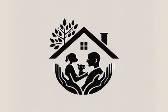 Adoption And Neighborhood Support Logo Icon Template. Generative AI