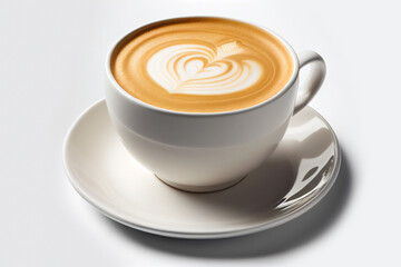 Close up white cup of black coffee isolated on white background with clipping path. Mug cup of latte.