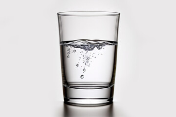 Close up clean fresh water for good health. Pouring fresh pure glass of water on isolated white background with clipping path.