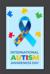 International Autism Awareness Day. colorful template with puzzle pieces