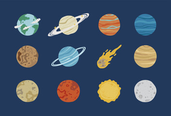 Outer Space in flat design - obrazy, fototapety, plakaty
