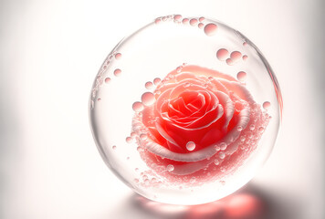 Rosenblüte in Wasserblase, Generative AI 