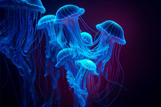 Generative AI render of jellyfishes