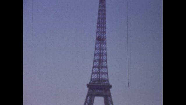 France 1955, Paris city view with eiffel tower in the 50s