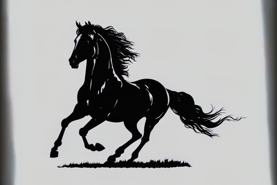 Running horse silhouette in form. Generative AI