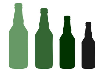 Set of bottles of beer. Beer vector icon. Bar, pub symbol, logo illustration. Different style icons set. Vector graphics	
