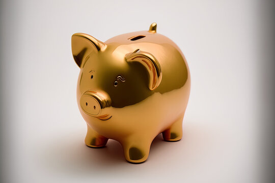 Isolated piggie bank on a white backdrop. Generative AI