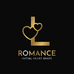 royal letter L with heart shape initial vector logo design