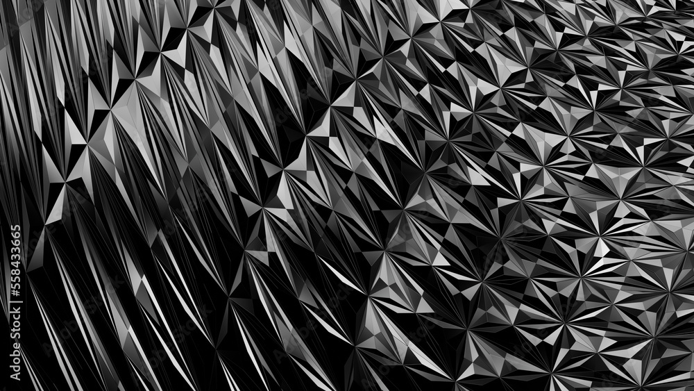 Poster abstract black metallic background. low poly triangle. 3d rendering