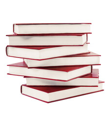 Stack of seven books in hard red cover