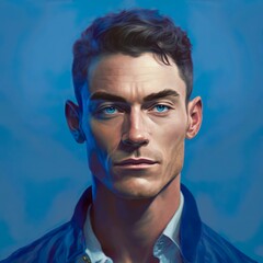 Obraz premium Portrait of a straight face of a man.Generative AI