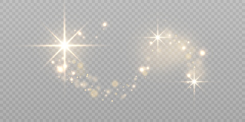 Sparkling magical dust particles, festive light effect. Vector glitter for web design and illustrations.