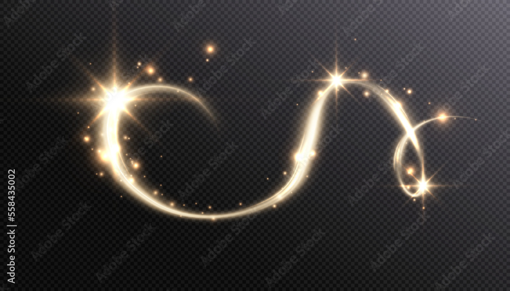 Poster light spiral lines with golden shimmering effects of an abstract swirl of light energy. for web desi