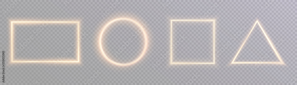 Poster golden light frames with shimmering effects. glowing technology background.