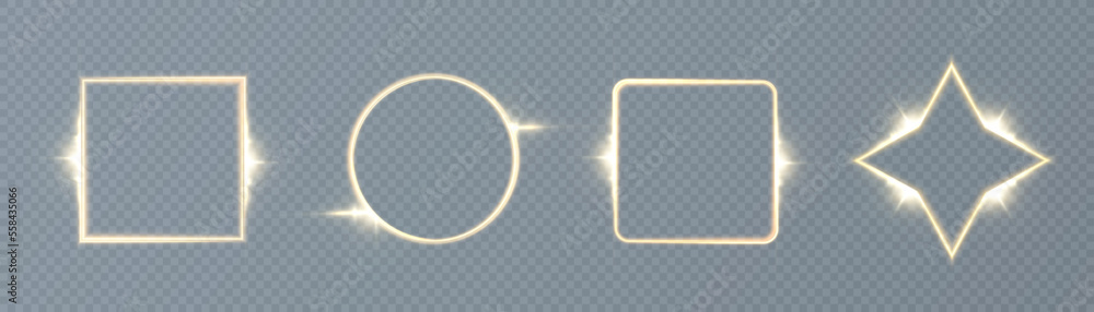 Aufkleber golden light frames with shimmering effects. glowing technology background.