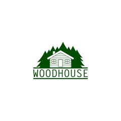 Logo wooden house isolated on white background