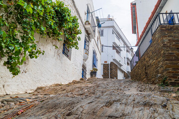 A street in Cadaqués (Catalonia) with rock ground