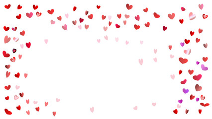 Fototapeta na wymiar Pink and red hearts on transparent background