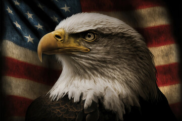 Naklejka premium american flag with eagle, generative ai