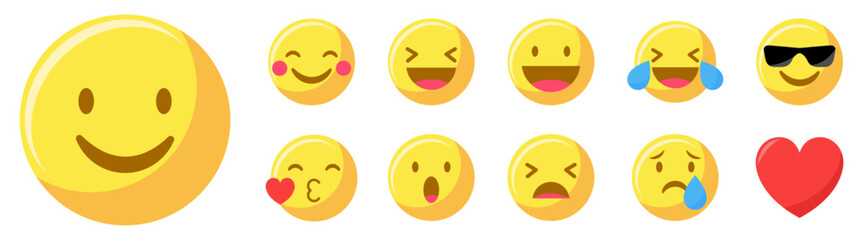 Set of smile emoji icons in a flat design. Vector illustration