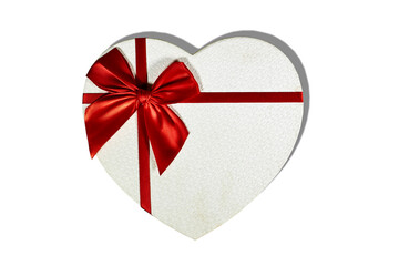 white heart shaped box for valentine's day or christmas on white background