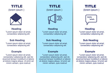 digital marketing infographic design Business infographic template with heading, subheading, example and icons steps or processes.
