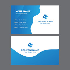 Fototapeta premium Modern Blue and White Business Card Design. Modern Business Card template. Flat Design Vector Abstract Creative - Vector