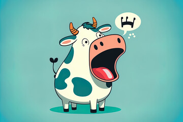 a cartoon cow singing figure. Generative AI