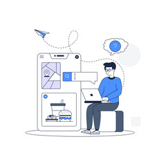 Trendy outline illustration of order reviews 