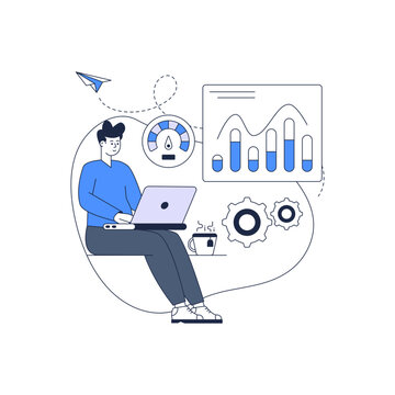 man working laptop blue chart clip art preview
