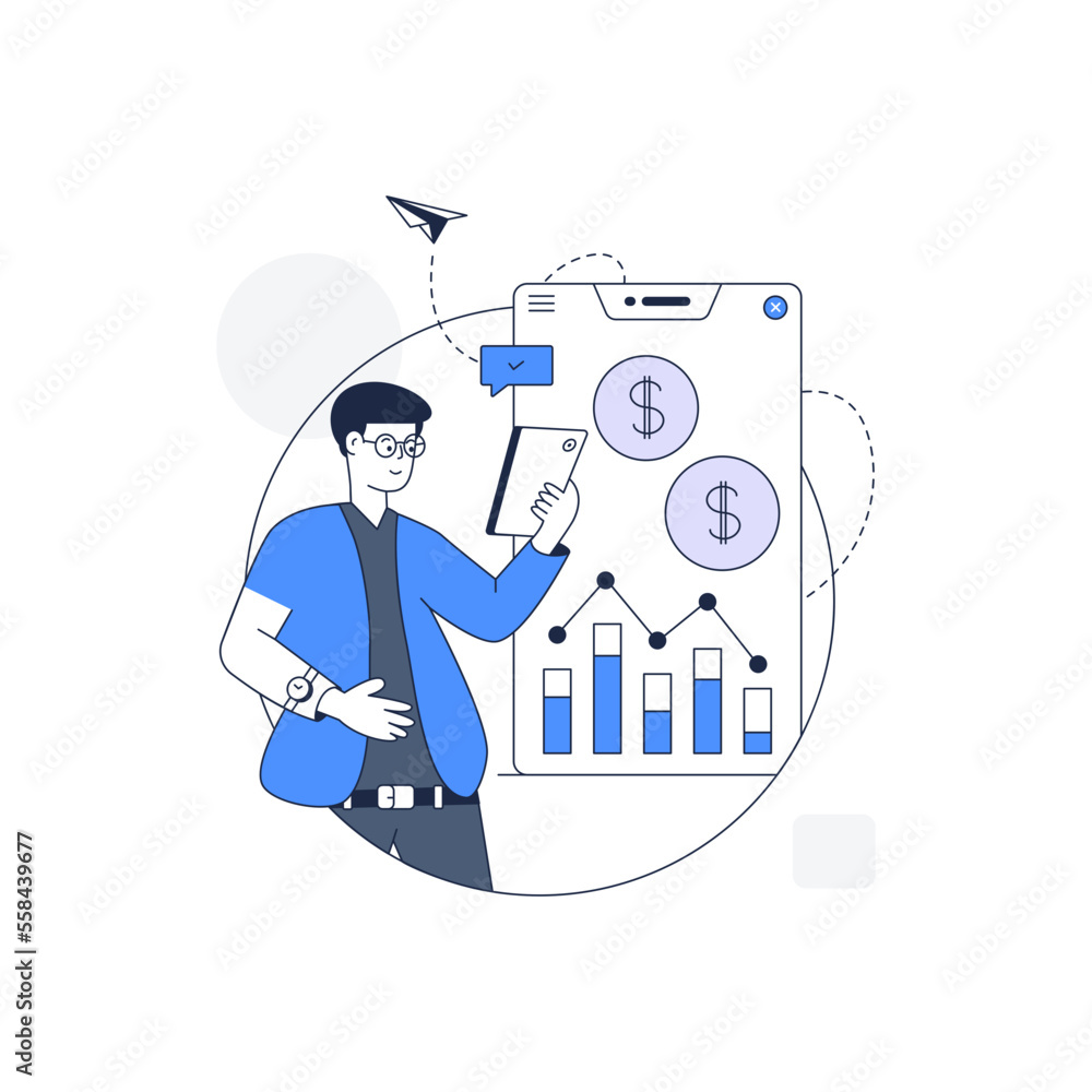 Canvas Prints data analyst man in outline illustration design