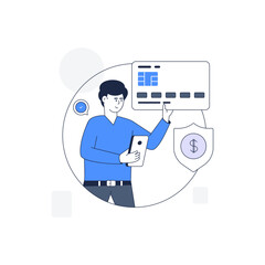 Download trendy outline illustration of shopping payment 