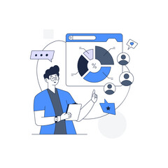 Data analyst man in outline illustration design 